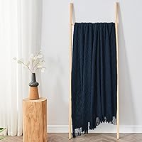 Vista 271 de inhand Knitted Throw Blankets for Couch and Bed, Soft Cozy Knit Blanket with Tassel, Black Lightweight Decorative Blankets and Throws, Farmhouse