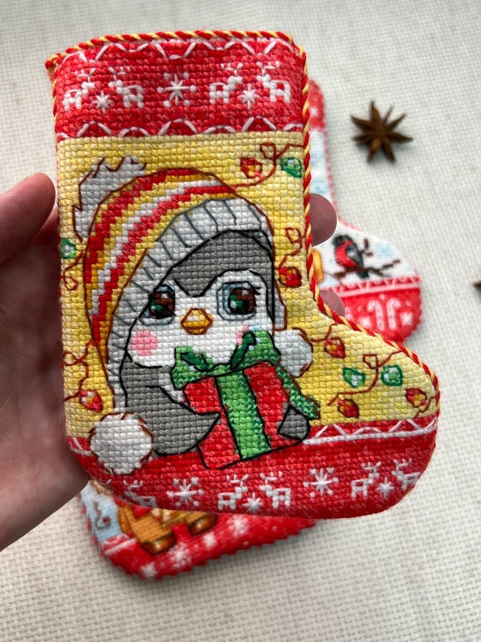 RIOLIS - Christmas Stockings 2239AC, Cross Stitch Kit 4¼"x6, Cross Stitch Kits for Beginners & Advanced, Cross Stitch Kits for Adults, Counted Stitching Kits, Embroidery Kit Christmas