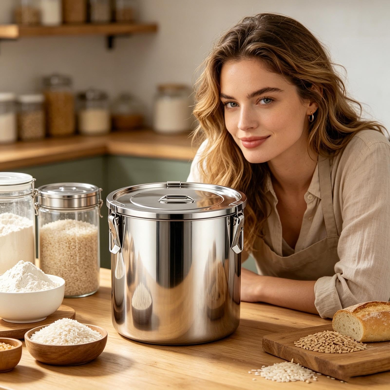 Contenitori Alimentari In Acciaio Inossidabile Barattolo Ermetico In | Recipienti Alimentari In Metallo Per Dispensa Zucchero Riso Dolci Cereali Caffè Olio