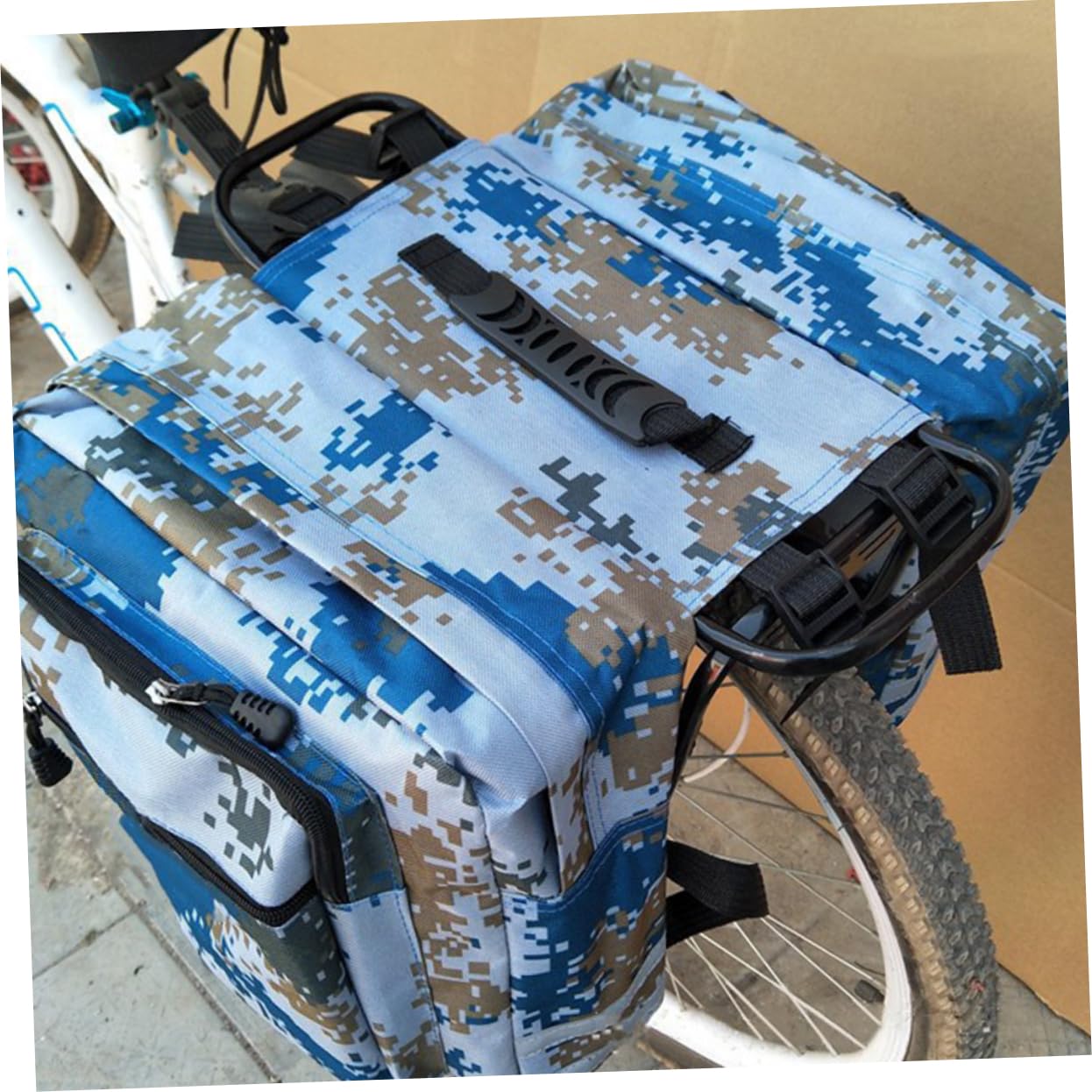 JOINPAYA Camouflage Fahrradtasche Großpackung Gepäckträgertasche Fahrrad Rücksitz Tasche Mit Seitentaschen Tragegriff Für Mountainbike Radfahren 23.62X11.81X11.81In Sport & Freizeit