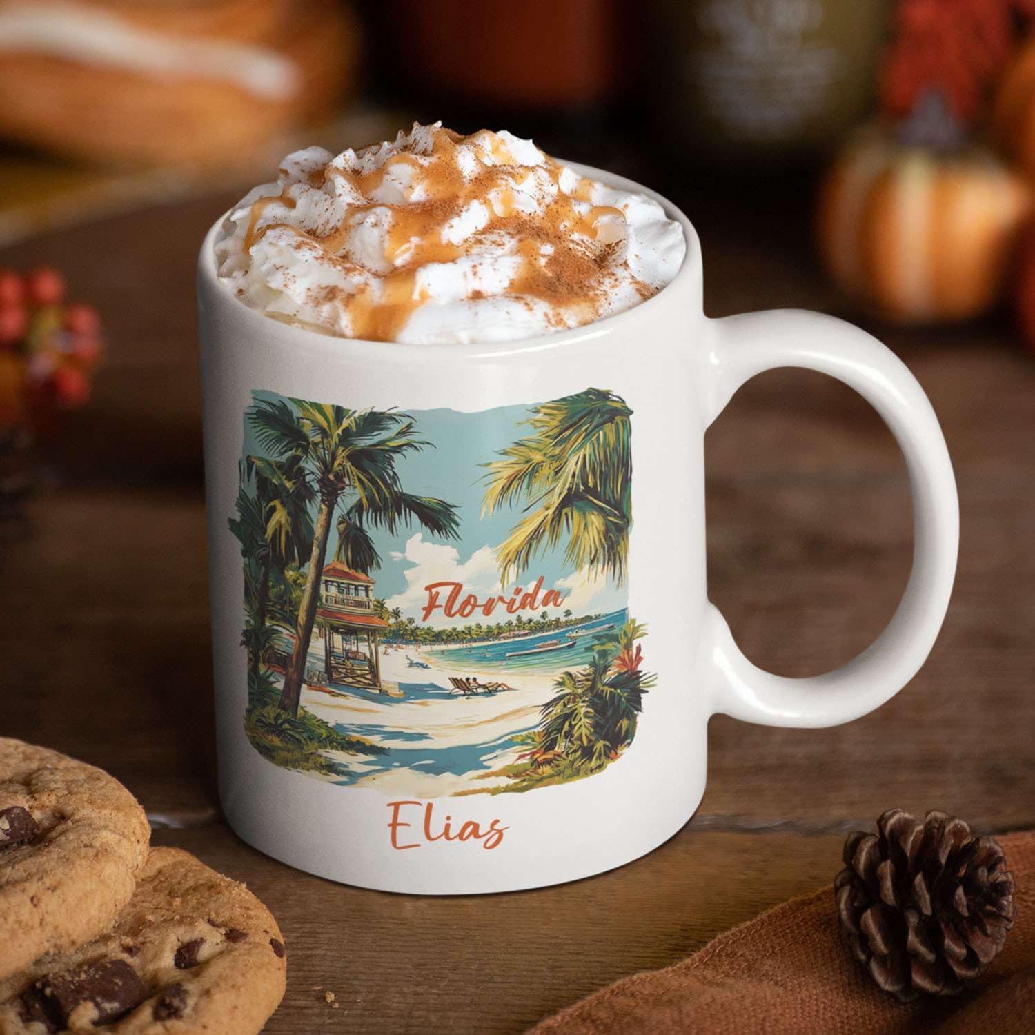 Amazon.com: FABGIFT Personalized Tropical Souvenir Mug 11oz/15oz, Custom  Florida Beach Scenic White Ceramic Coffee Mug, Nature Mug : Home & Kitchen