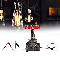 Vista 4 de Garosa Válvula de luz steampunk con válvula de parada de 1/2 pulgada, interruptor de luz retro con cable para tubería de agua, luz de mesa vintage