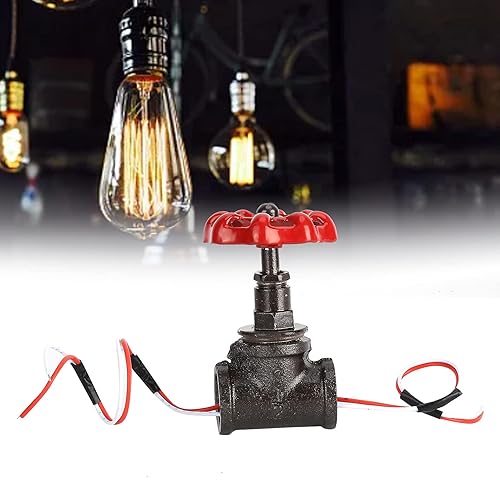 Miniatura 5 de Interruptor de luz Steampunk vintage G12 pulgadas tubo de agua válvula de parada con cable eléctrico para accesorios de lámpara vintage
