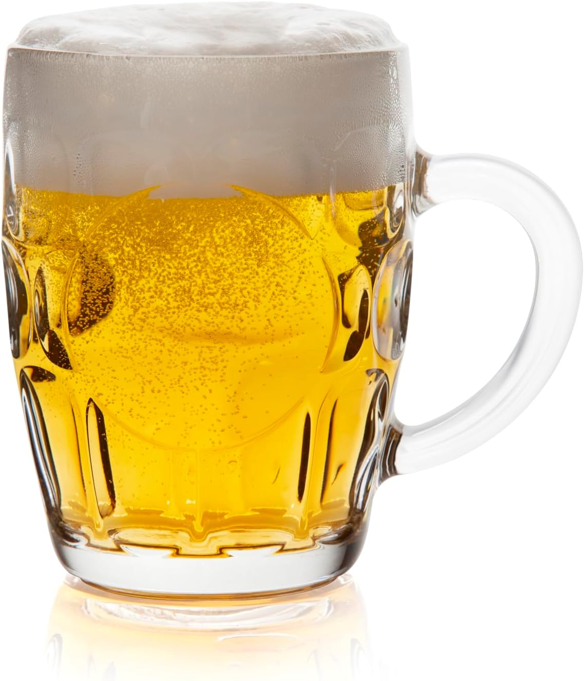 Excelsa Praga 550ml Hand-Blown Clear Beer Glasses, Classic Design with Handle, Set of 6