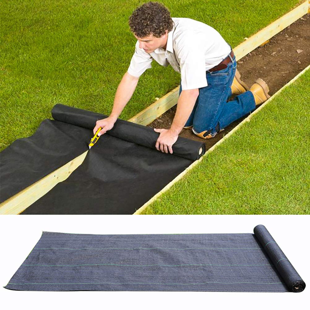 INMOZATA Weed Barrier Landscape Fabric Heavy Duty, 6.5FT x 82FT Woven Weed Control Ground Cover Membrane for Greenhouses, Garden Stakes, Under Pathways, Driveways, Black