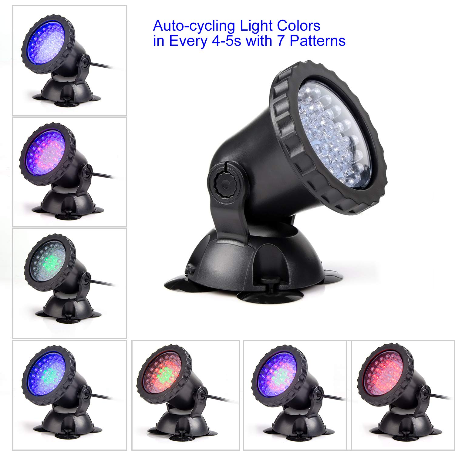 Luces de estanque que cambian de color, luces LED subacuáticas, luces de estanque, IP68, focos sumergibles impermeables, multicolor, regulables, juego de 6