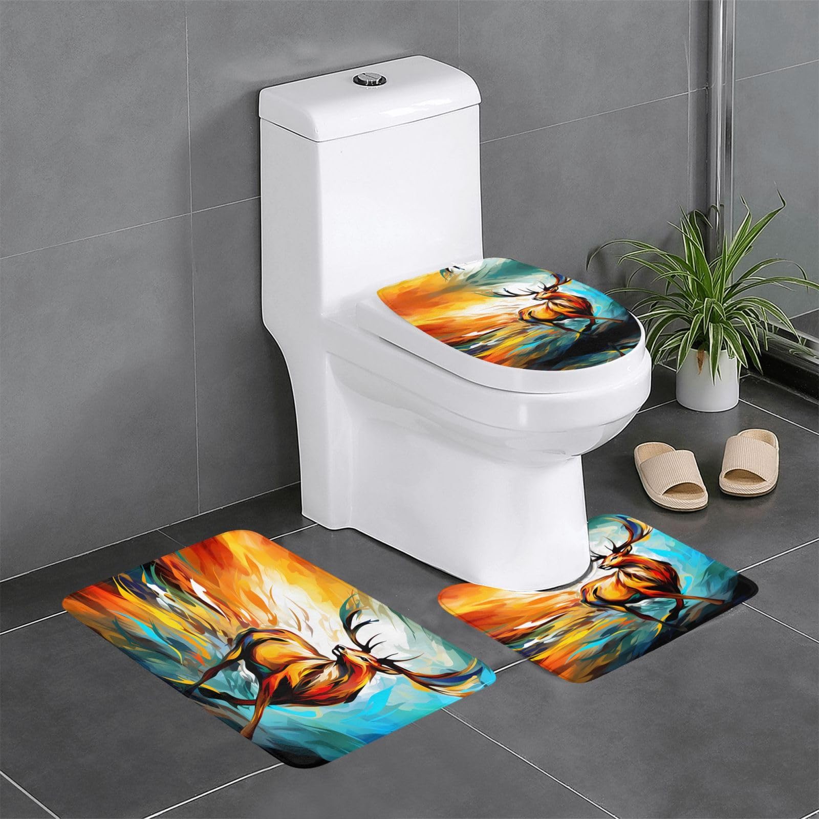 Tapis de salle de bain 61 x 40,6 cm rectangulaire en forme de U