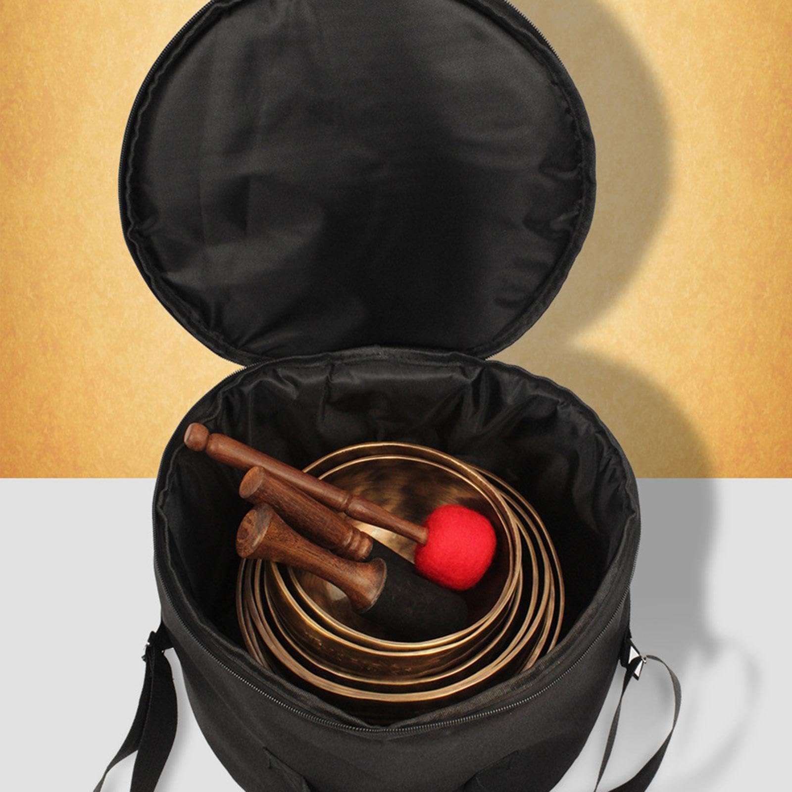 Borsa per Trasporto Di Campane Tibetane Con Maniglia per Viaggi E Campeggio, Custodia a Percussione Strumenti in Tessuto Oxford, Con Una Tasca Dedicata per Riporre Il Mazzuolo, 12inch