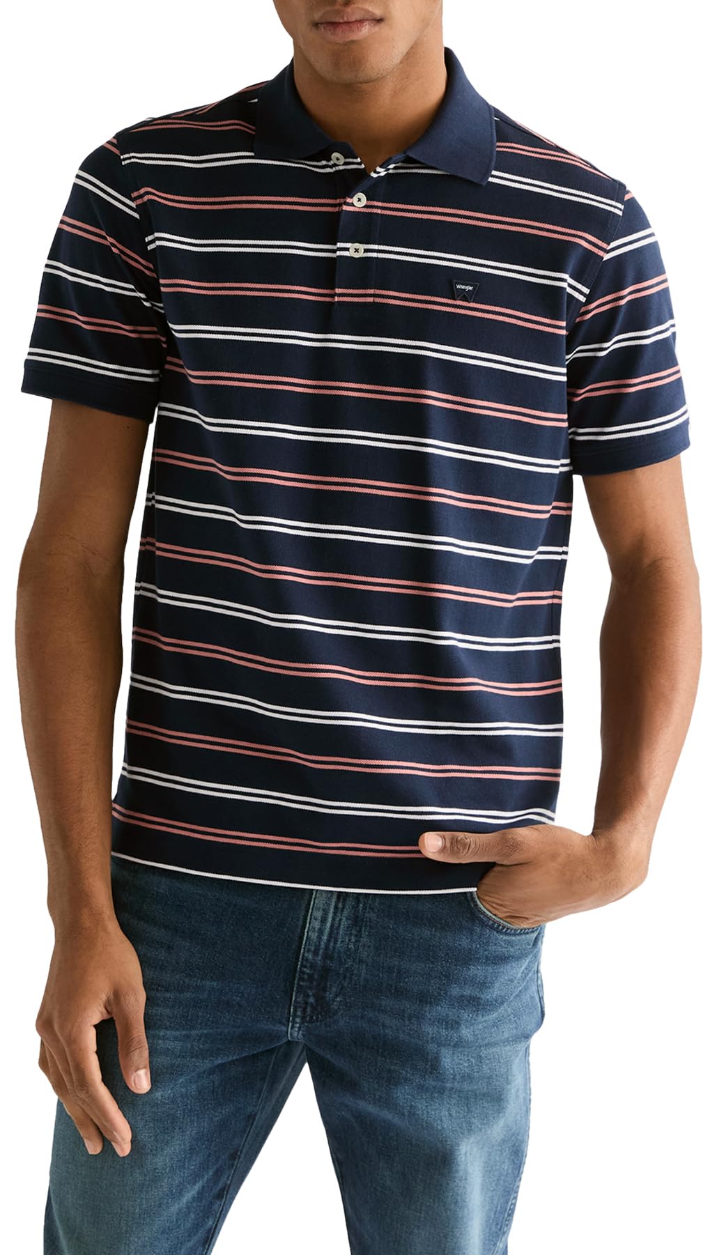 Wrangler, Men's Polo Shirt, Stripe Polo Shirt Navy