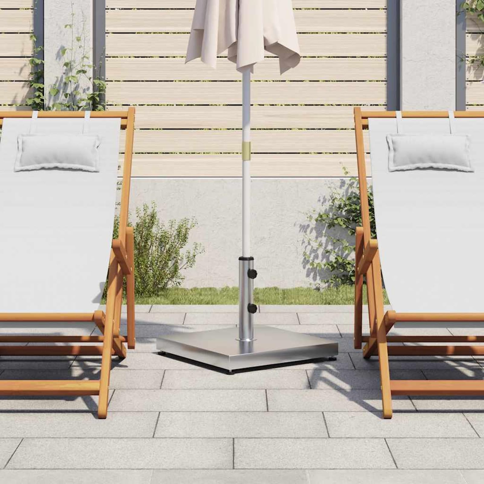 Gecheer Base per Ombrellone, Stabile con Manopola di Serraggio e Adattatori per Pali 32/38/48 mm, Acciaio Inossidabile 304 e Cemento, 49,5 x 49,5 x 38 cm, 25 kg, per Esterno e Giardino