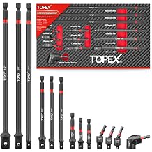 TOPEX 13Pcs Drill Socket Adapter Set, Heavy Duty Impact Grade Socket Extensions, 1/4" Hex Shank Adapter Drill Nut Driver Include 3 Rotatable Impact Socket Adapters & 105 Angle Screwdriver Drill Bit