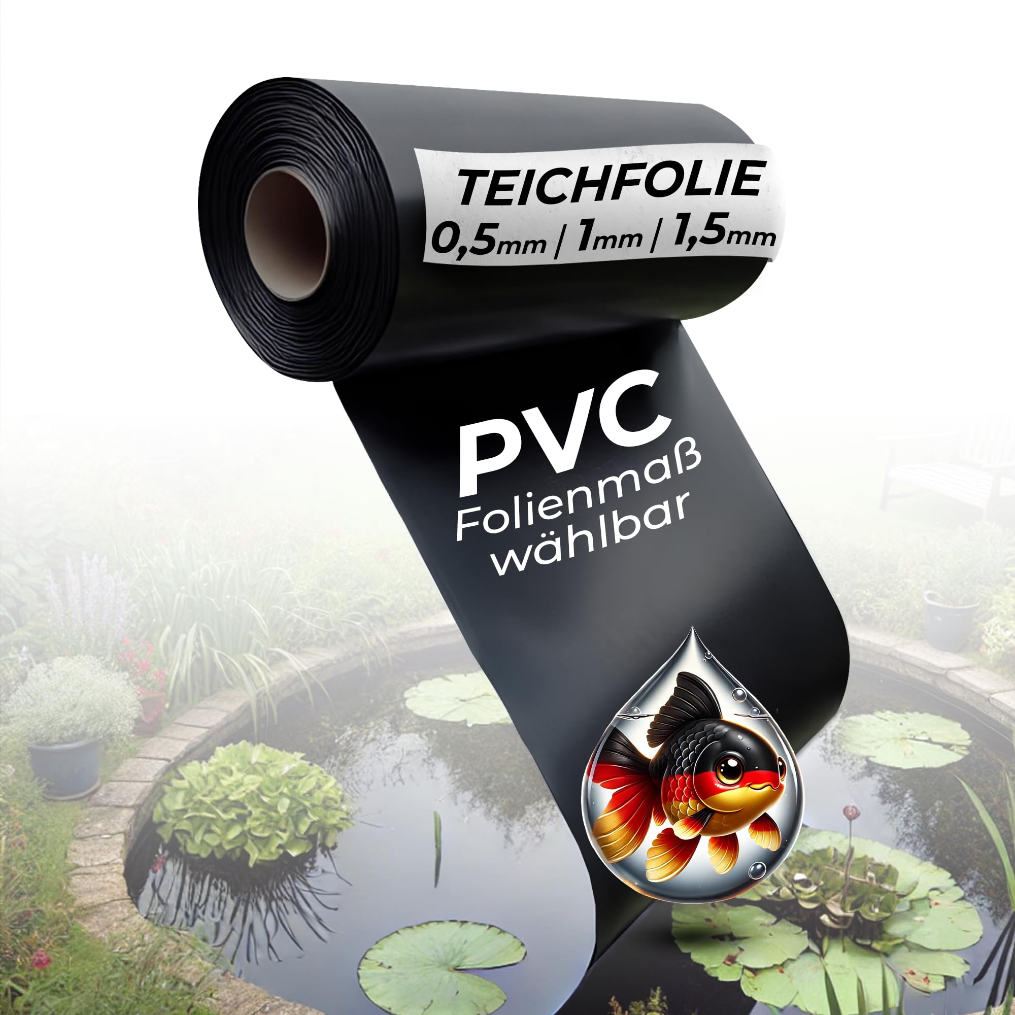 Teichfolie PVC 1,50 mm 2 x 4 m für Schwimmteich Gartenteich Badeteich - Made in Germany 2x4m