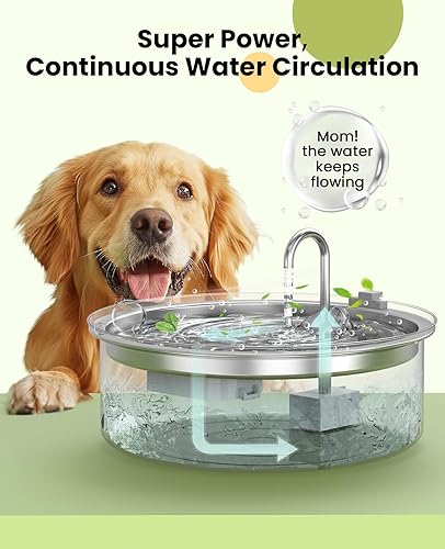 Miniatura 4 de oneisall Bomba de agua mejorada para fuente de agua de acero inoxidable para perros grandes