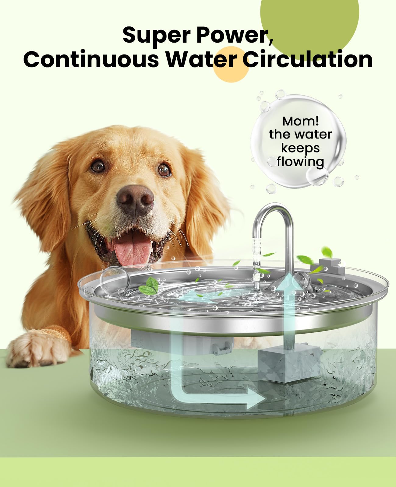 oneisall Replacement Pump for PWF-002-B, Replacement Pump for Dog Water Fountain with Light, Water Fountain for Cats Inside Ultra Quiet Water Pump with 4.9 ft Power Cable - image 4