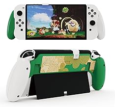 Switch OLED/Switch Dockable Hand Grip,Comfort handheld for Switch OLED/Switch with Specially Ergonomic Design Compatible with Nintendo Switch Grip (Green White)