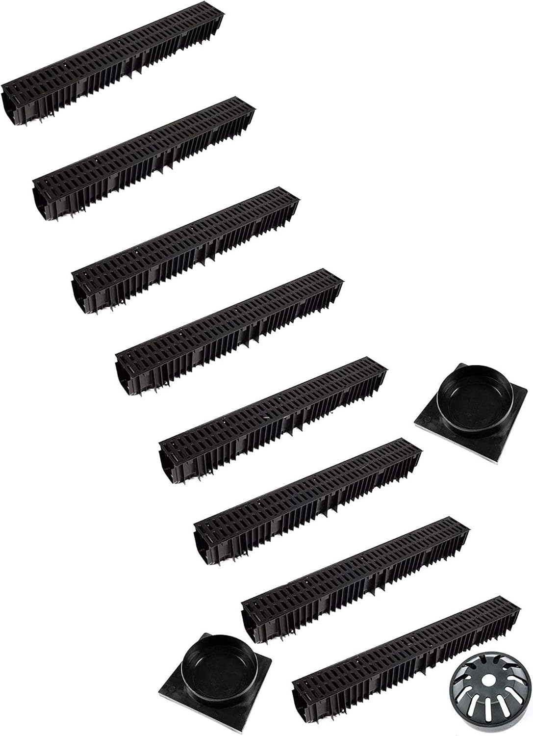 2 X 1m Lengths Clark Drain CD425 Galvanised Grating A15Channel Drainage With 1 X Stopend Outlet Pack Cd402 1 Leaf Guard Cd403