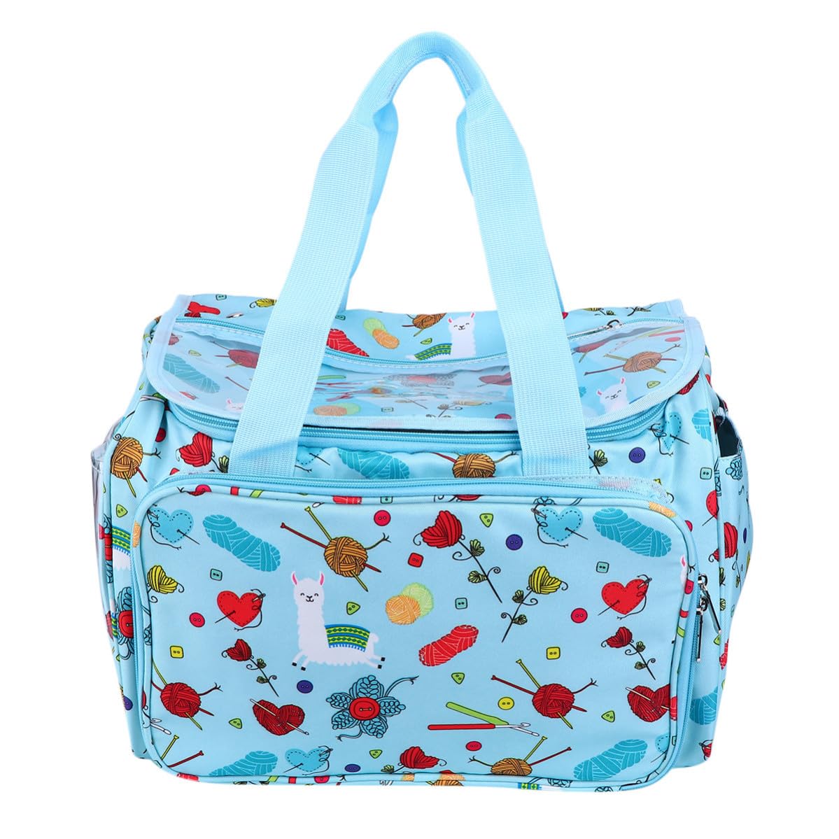 Sac de rangement tricot crochet en tissu Oxford bleu résistant aux rayures et zippé