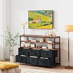TV Stand with Drawers,Television Stand,Entertainment Center for 32/45/55/65 inch TVs,Console Table,6 Drawer Dresser,Fabric Chest of Drawers with Shelves, for Living Room, Bedroom