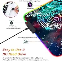 Vista 35 de Alfombrilla de mouse para juegos RGB personalizada y posavasos para café, base de goma antideslizante LED grande y brillante, alfombrilla de mouse