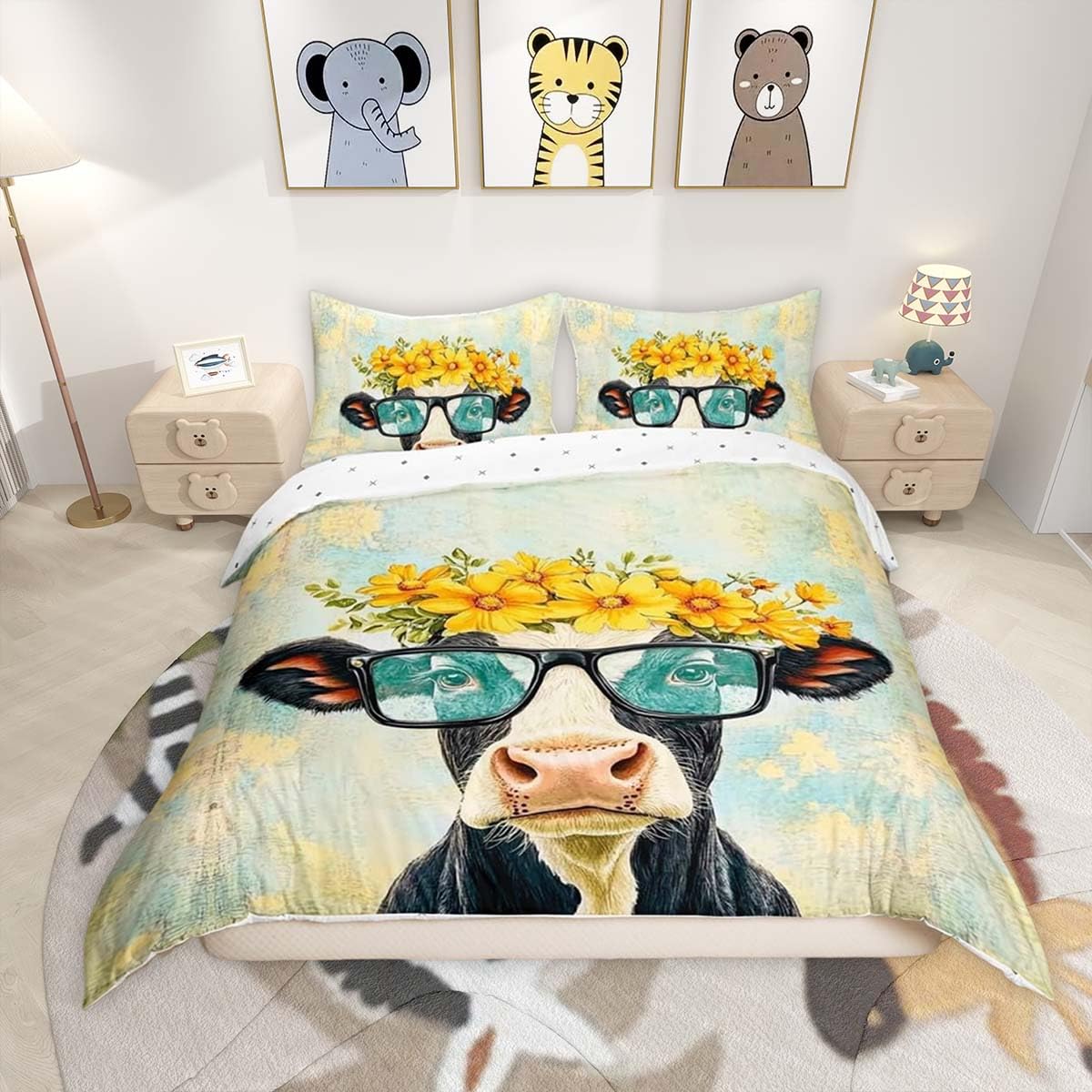 Homemissing Milk Cow Duvet Cover Boys Girls Super King Size Cow Bedding Set For Kids Women Men Ultra Soft Farmhouse Comforter Cover Set Animals Bedspread Cover Room Decor Bedclothes Zipper — image 1