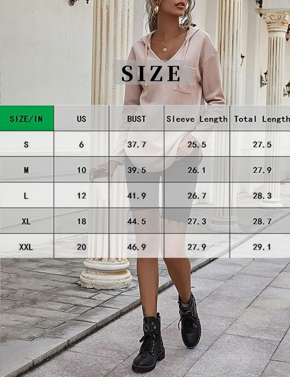 Damska bluza z kapturem, dekolt w serek, luźna bluza z zaokrąglonym obszyciem, luźny krój, koszula oversize z długim rękawem ze sznurkiem na jesień
