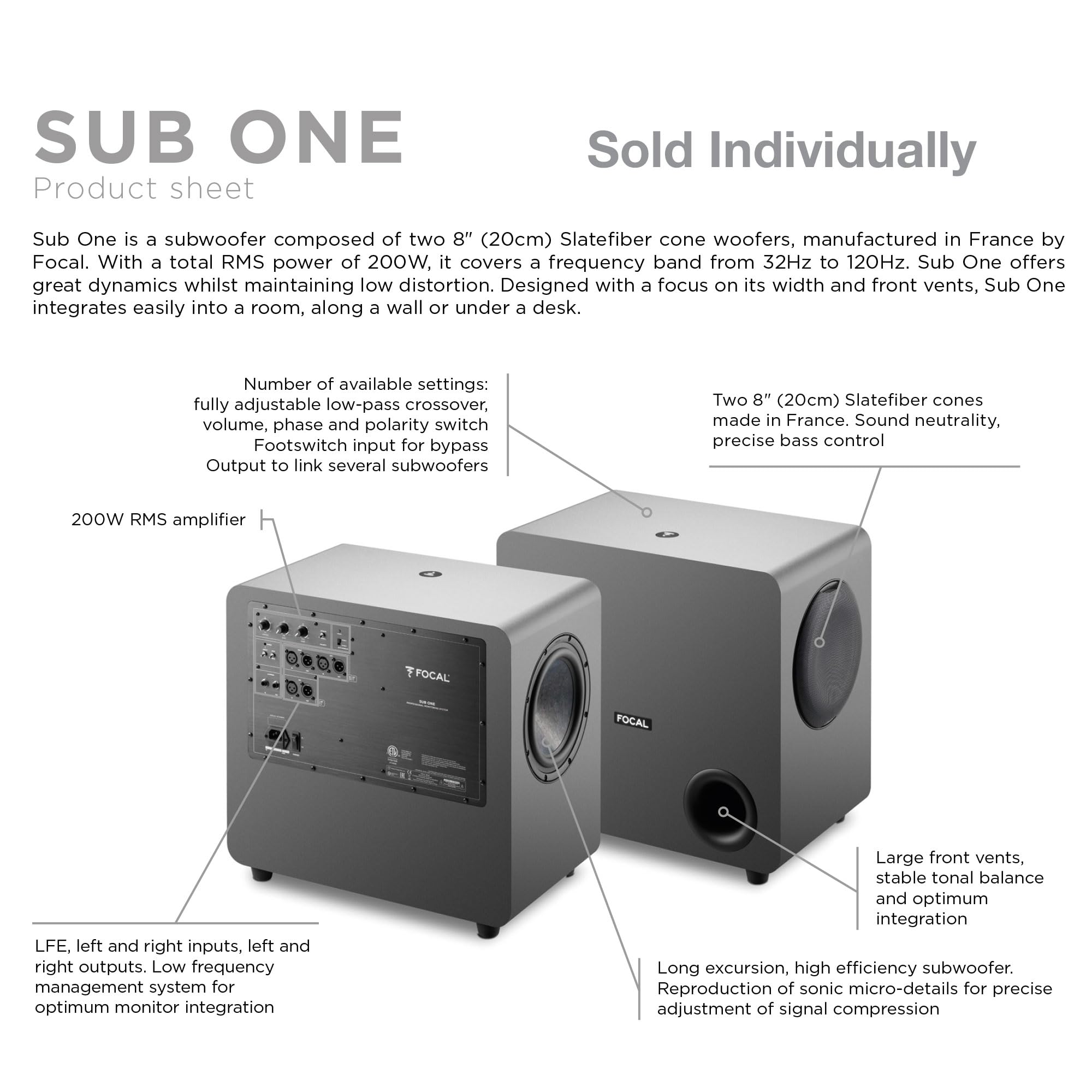 Amazon | Focal Sub One アクティブサブウーファー ブラック