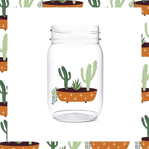 Miniatura 2 de TOSSWARE POP - Tarros de 16 onzas, juego de 6 piezas de plástico reciclable, irrompible y transparente, tarros Mason con impresión