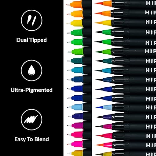 Miniatura 2 de HIPPIE CRAFTER Paquete de 25 bolígrafos de acuarela para artistas, punta de pincel de acuarela, juego de pintura para adultos y regalos para
