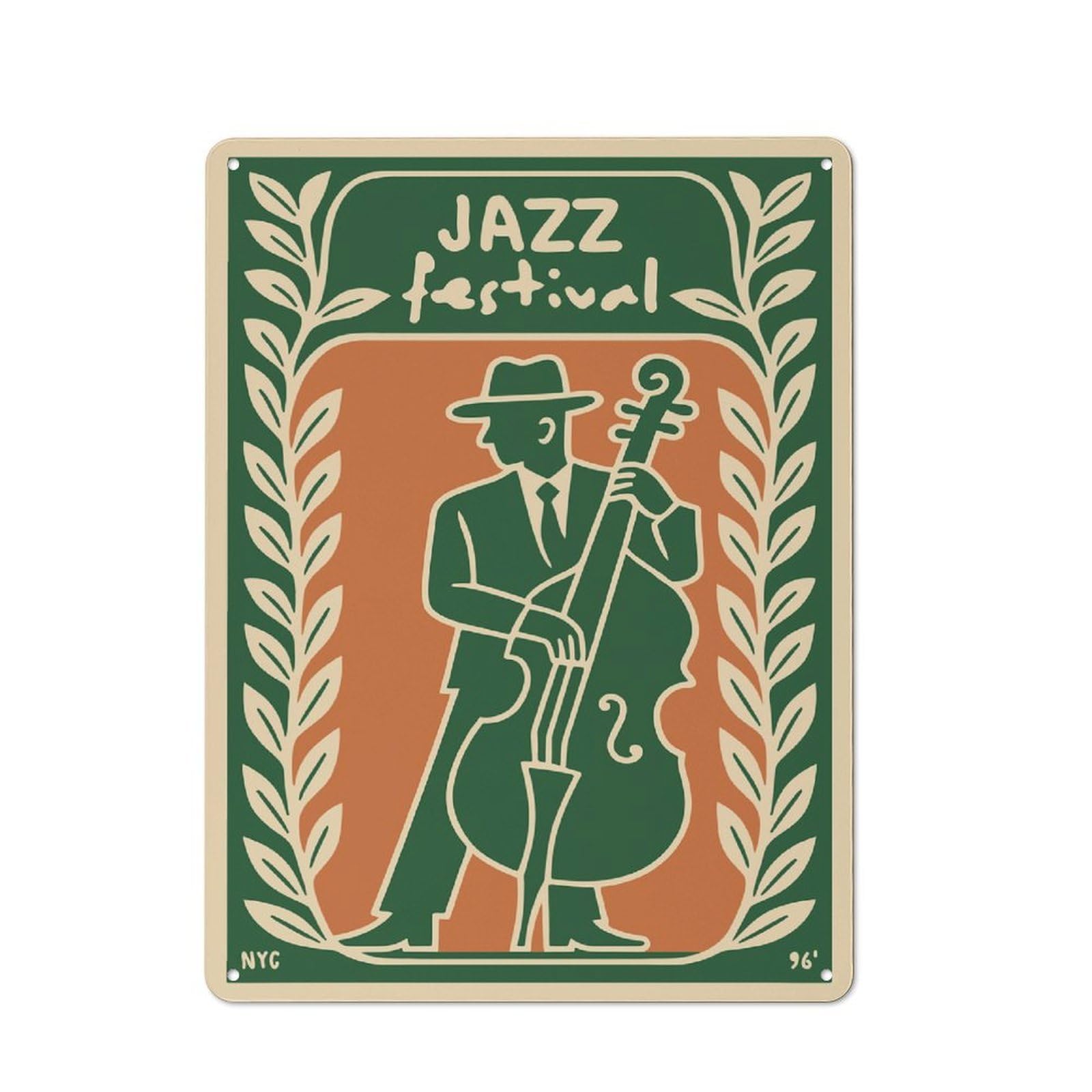 Jazz Festival Decorative Metal Sign 40x30cm, Country Style Bistro Wall Plaque for Kitchen, Cafe, Pantry Or Dining Room