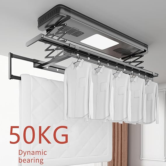 Electric Ceiling Clothes Drying Rack, Telescopic Hanger with Remote Control, Automatic Airer for Indoor Balcony, Ultra Thin Design