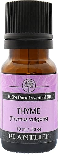 Plantlife Aceite esencial de aromaterapia de tomillo, directamente de la planta, 100% puro, grado terapéutico, sin aditivos ni rellenos, 0.3 fl oz