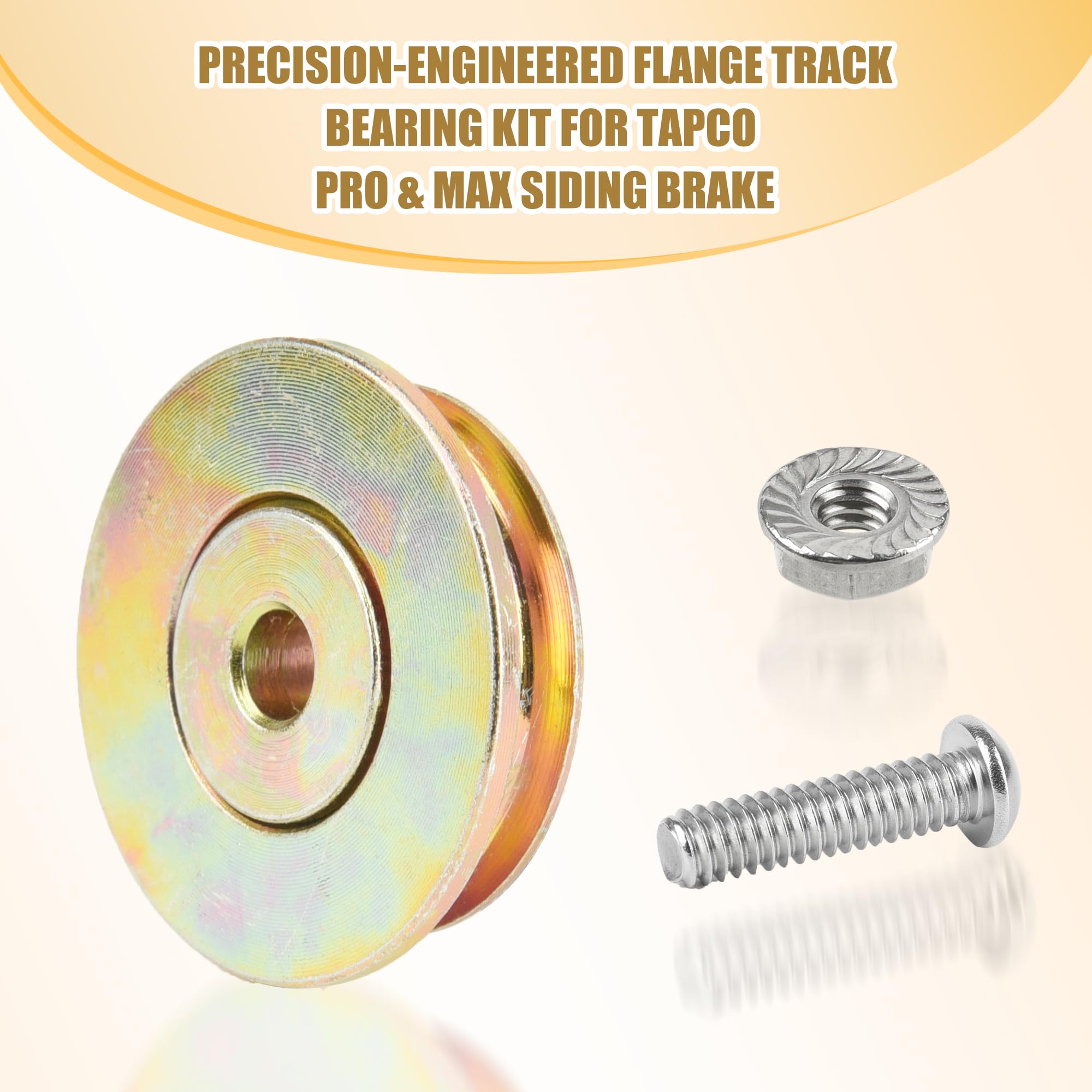 Lot de 2 roulements à bride coupée pour frein de bardage Tapco Pro et Max, rouleaux 12334, vis 12364, écrous de verrouillage 10094, pièces de réparation durables en alliage d'acier