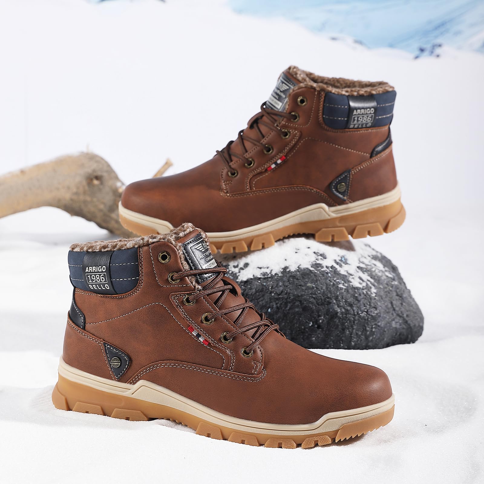 ARRIGO BELLO Stivali Uomo Invernali Scarpe Inverno Calda Foderato Montagna Antiscivolo Trekking Boots Scarponcini Neve Taglia 41-46EU