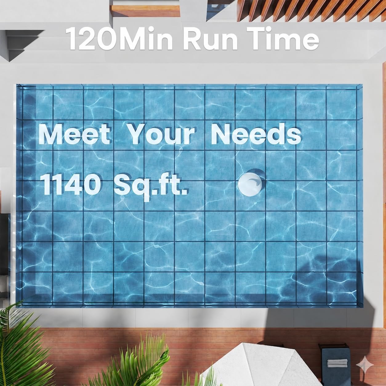 [2026 Novità] Aspiratore robotico per piscina per piscine piatte sopra e sotterranee | Autonomia 120 minuti, potente aspirazione, leggero, auto-parcheggio, robot aspirapolvere per piscine piatte fino a 1140 mq