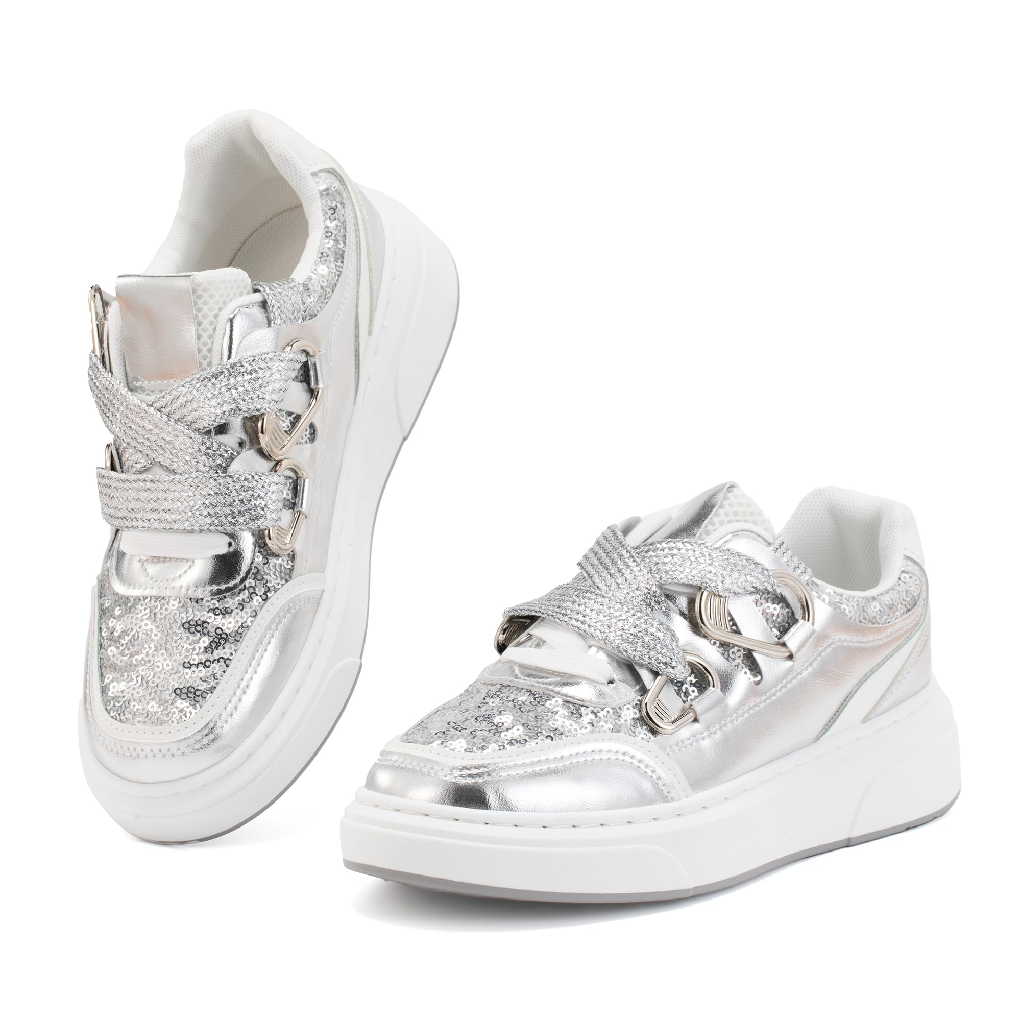 JOMIX Damen Sneaker Atmungsaktiv Turnschuhe mit Schnürung Elegant Plateau Frizeitschuhe für den Außenbereich