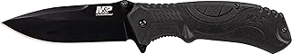 Smith & Wesson M&P M2.0 8.07in S.S. Ultra-Glide Folding Knife with 3.5in Drop Point Blade and Rubber Handle for Outdoor, Tactical, Survival and EDC, Multicolor
