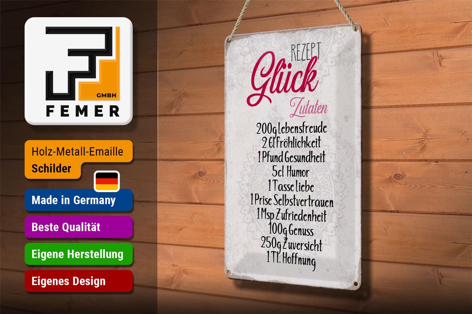 FEMER Metalen bord spreuk 30x20 cm respecteer ouders ze cijfers decoratie bord tin teken