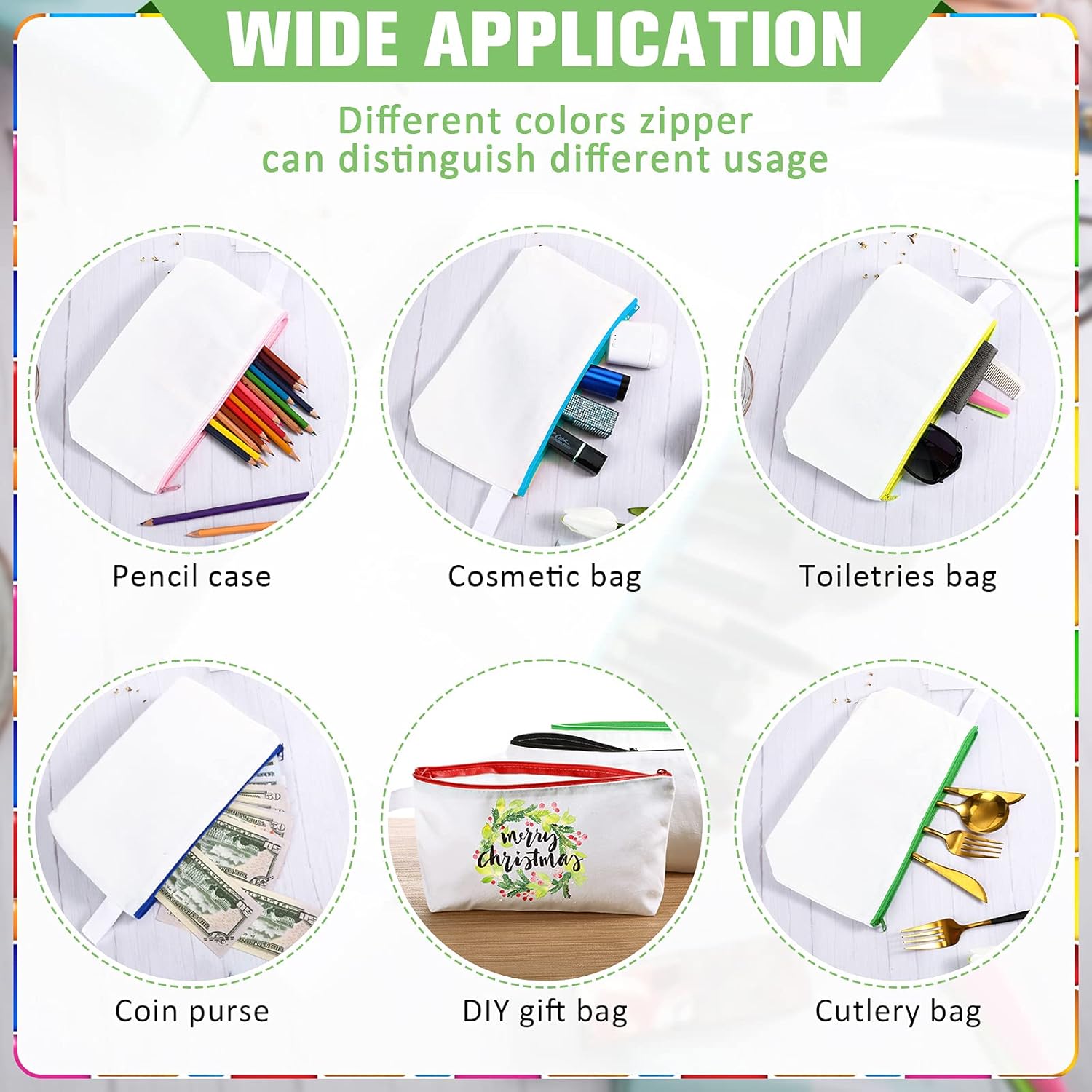 Saintrygo 30 Pieces Blank DIY Craft Canvas Pencil Case - Makeup Pouch Bags in Bulk, Travel Toiletry Canvas Cosmetic Zipper Pouch for Storage(9.84 x 5.11 x 1.96 Inches)