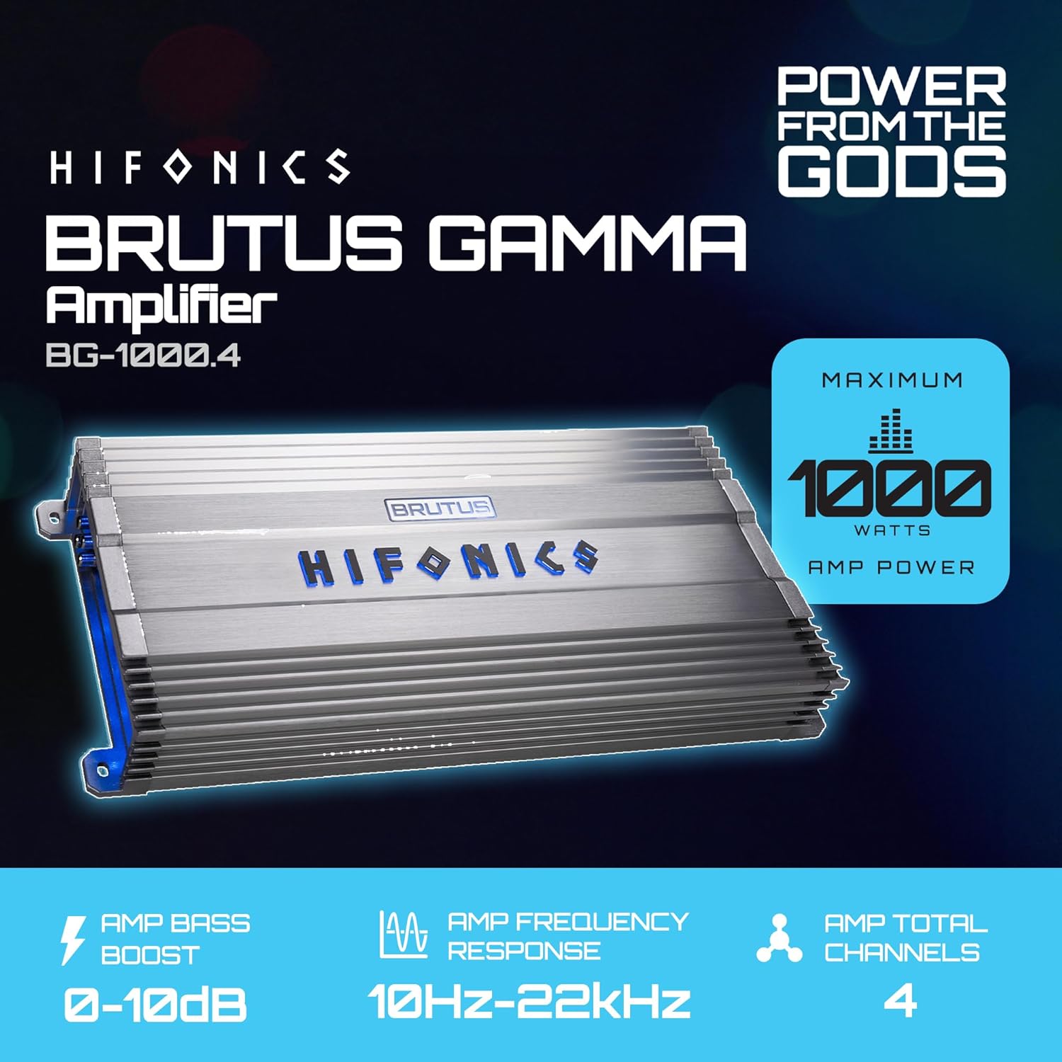 Hifonics BG-1000.4 Brutus Gamma 4 Channel Super A/B Class 1000 Watt Car Audio Sound System Subwoofer Speaker Amp Amplifier