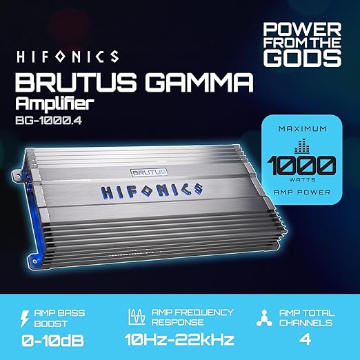 Amplificador de audio para auto Hifonics BG-1000.4 Brutus Gamma 4 canales 1000W miniatura 2