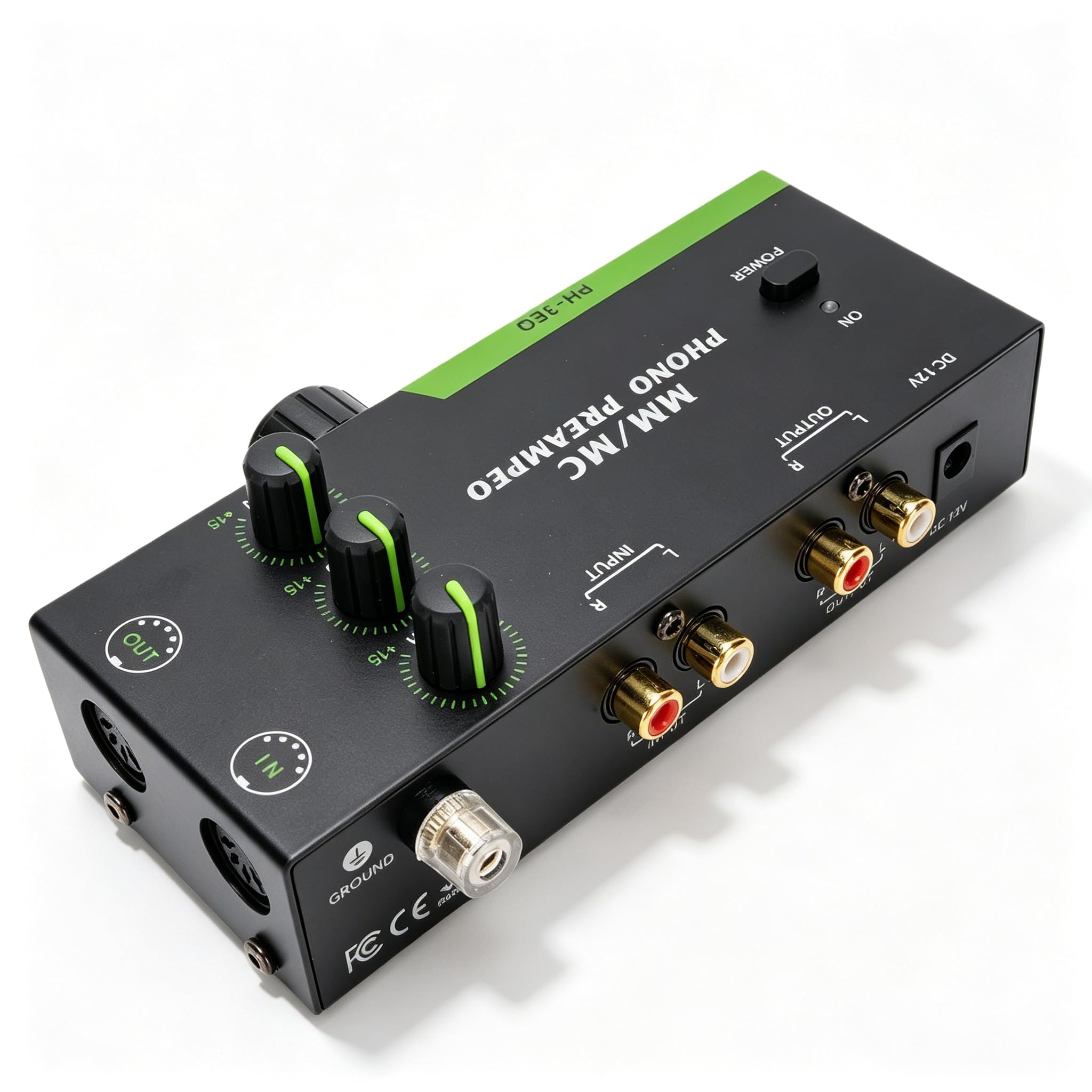 Dpofirs Phono Preamp per Giradischi Mm MC Compatibile, Mini Preamplificatore Home Audio per Mm MC Cartuccia Cartuccia in Vinile Record di (Spina europea)