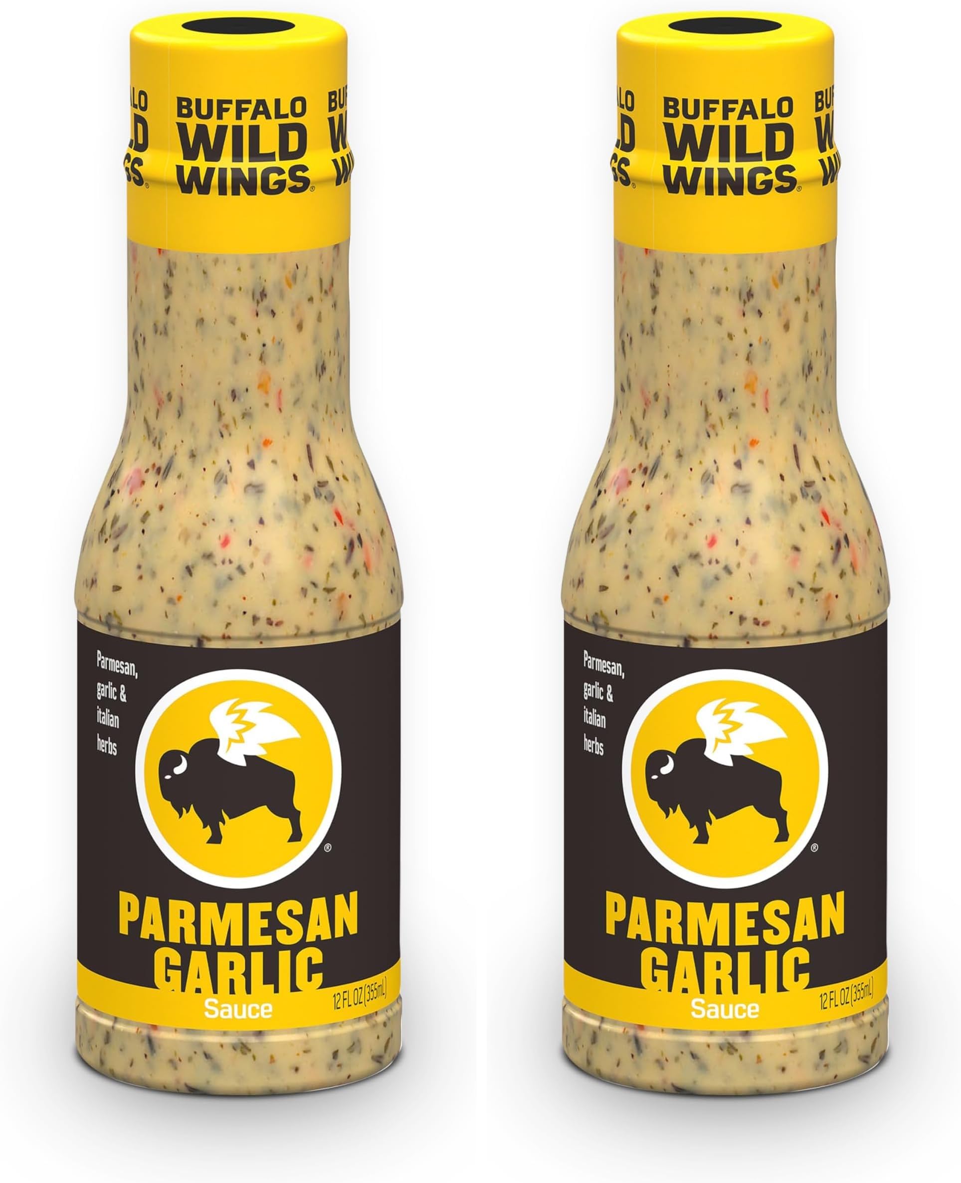 Buffalo Wild Wings Parmesan Garlic Sauce, 12 fl. oz., Perfect Dipping Sauce, Chicken Marinade, Chicken Parmesan Topping and Wing Seasoning, Made with Italian Herbs (Pack of 2)