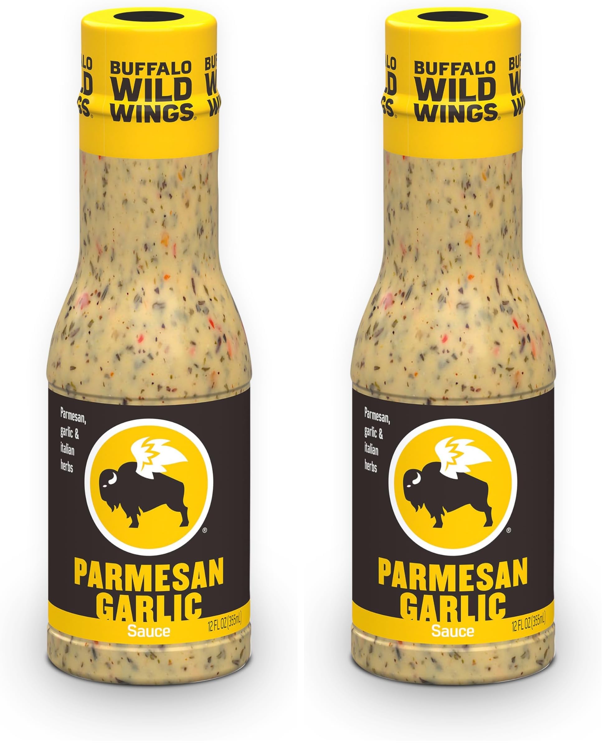 Buffalo Wild Wings Parmesan Garlic Sauce, 12 fl. oz., Perfect Dipping Sauce, Chicken Marinade, Chicken Parmesan Topping and Wing Seasoning, Made with Italian Herbs (Pack of 2)