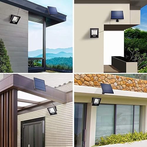 Miniatura 8 de Reflectores solares para exteriores con cable de 16 pies, panel solar separado del anochecer al amanecer, foco LED impermeable para patio, techo,