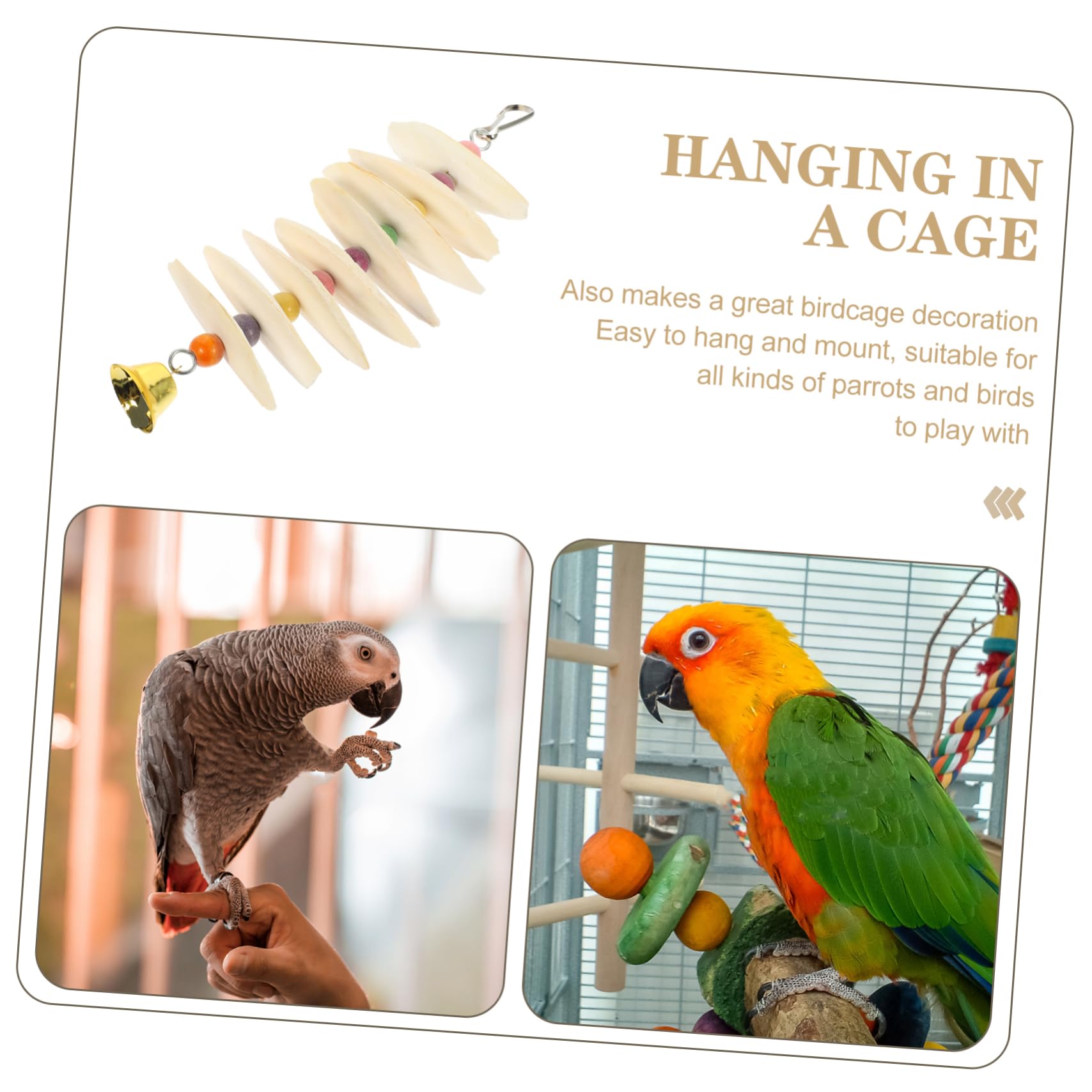 Yardwe 4 Pièces Jouet à mâcher Perroquet créativité Jouets Chime Shape Oiseau Accessoires Cage Perruche Perroquet pour Animaux de Compagnie Mordre Petit Perroquet os de seiche