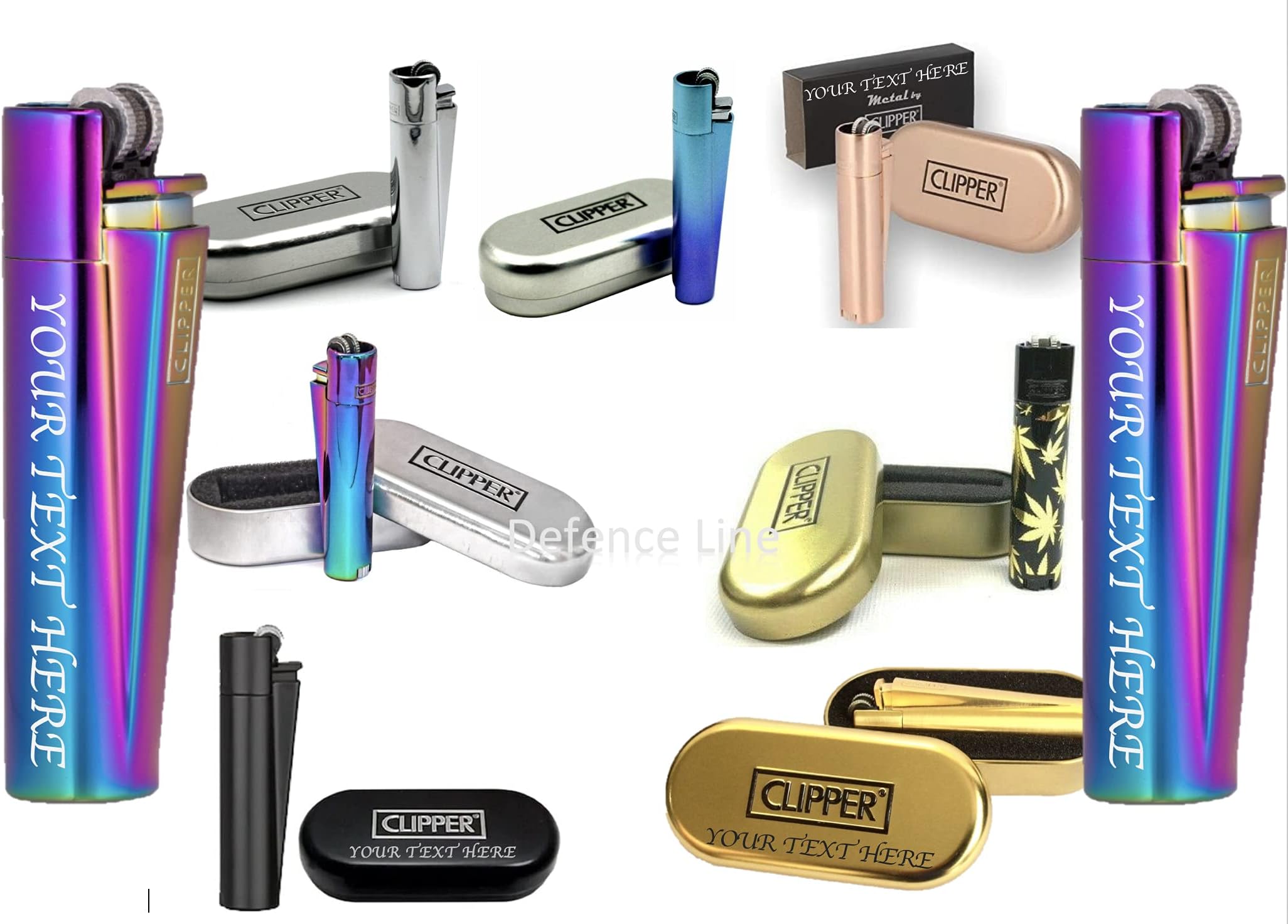 Limited Edition - Clipper Lighter ® Deep Laser Engraved Personalised Metal - Engraving Included for Birthdays, Anniversaries, Weddings and Valentines (RAINBOW)