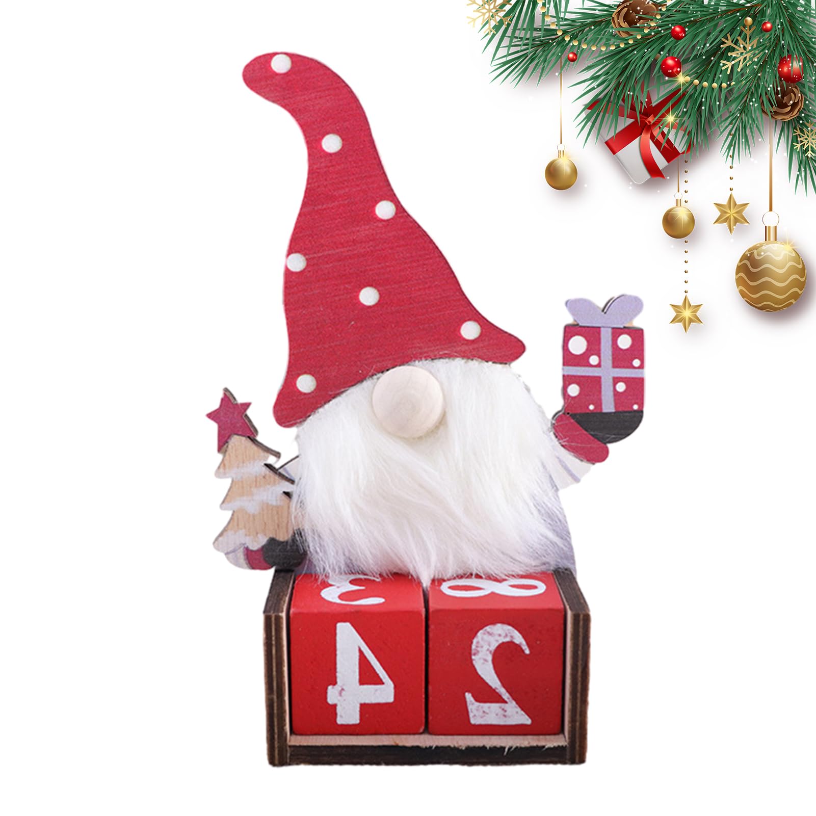 Santa Tabletop Countdown Calendars, Wood Christmas Santa Claus Calendar, Christmas Santa Gonk Advent Calendar, Holiday Welcome Calendar, X Mas Countdown Calendar Blocks, for Christamas, Decor