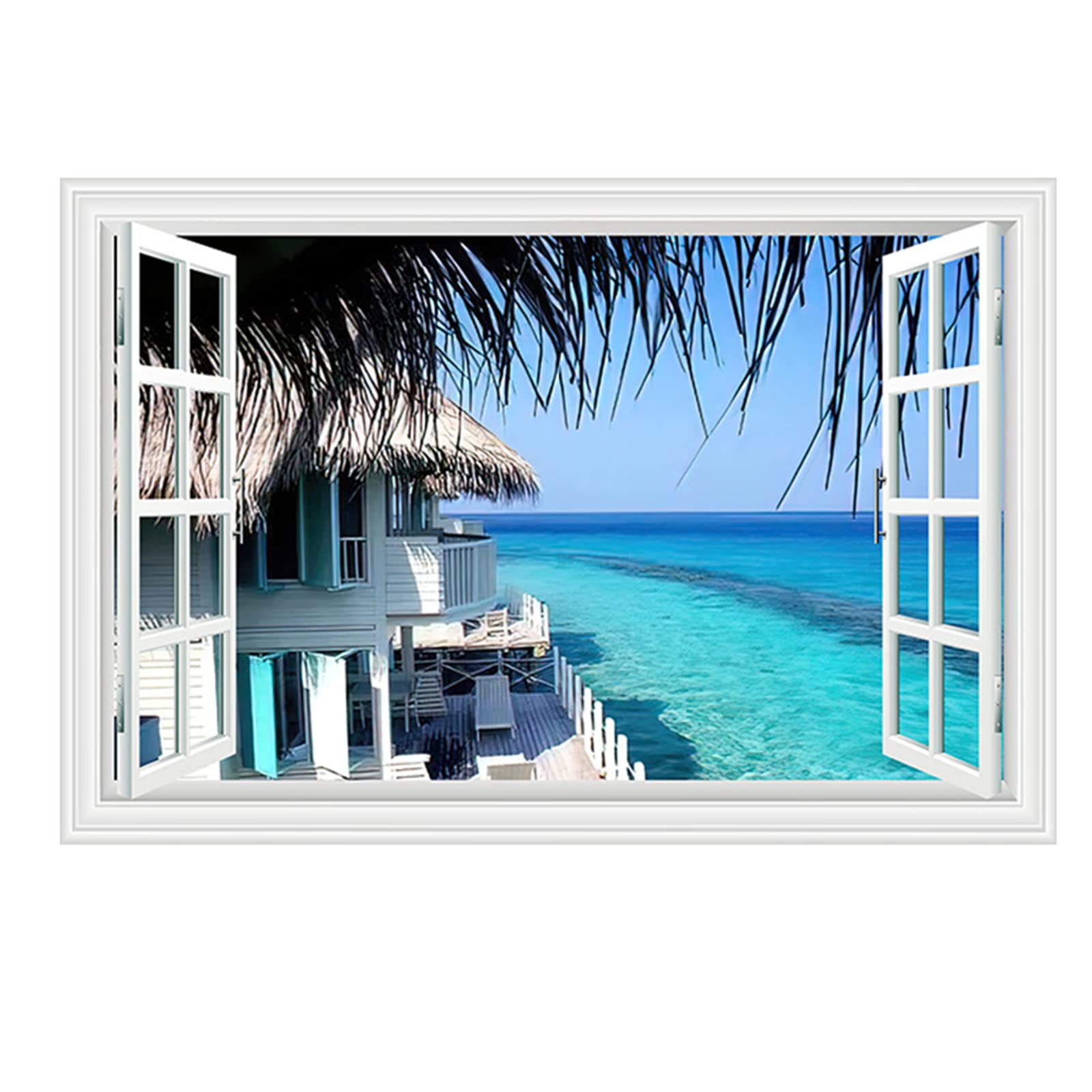 「美しい窓辺」ウォールデコM ホワイト Amazon.co.jp: Condessacity ウォールステッカー 窓 絵画風 壁紙