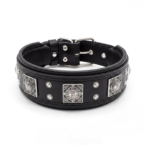 Bestia Eros'' Collar de Perro de Cuero Genuino Medio