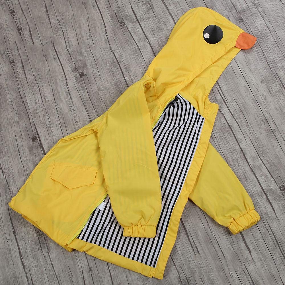 Coupe Vent Blouson Bébé Veste Imperméable Enfants Bébé Cape de Pluie Motif Canard Dessin Animé Mignon Manteau Imperméable avec Capuche Raincoat(110)